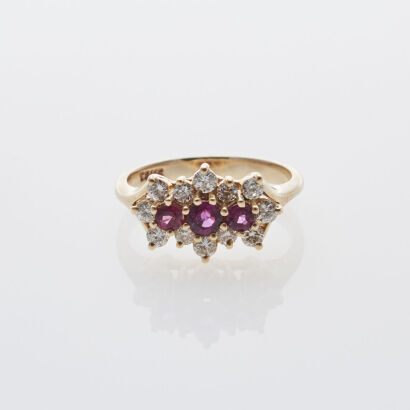 14ct Ruby and Diamond Cluster Ring