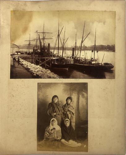 PHOTOGRAPHER UNKNOWN Two Photographs: Westport Wharf 1885; Māoris