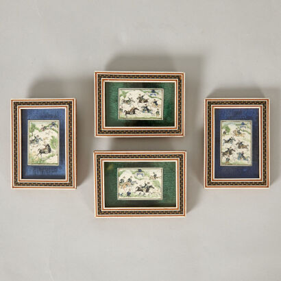 Four Islamic Fakhre Emami Miniature Paintings