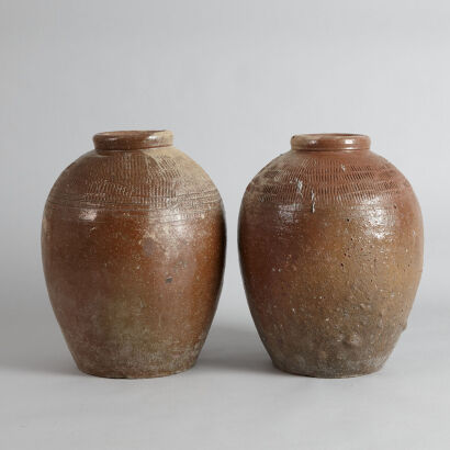 A Pair of Antique Rice Wine Pots