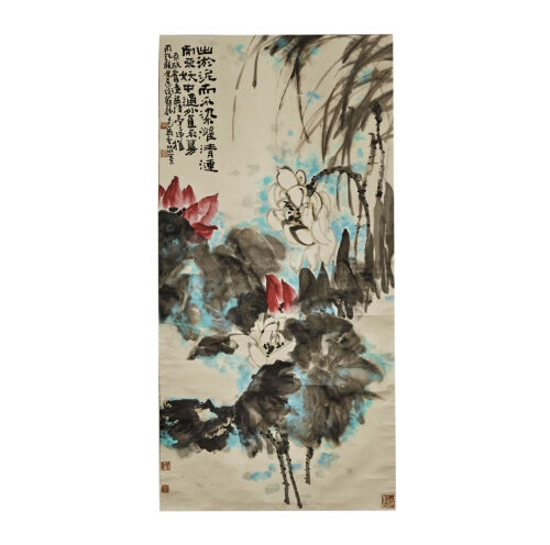 A Chinese Painting of Lotus Scroll