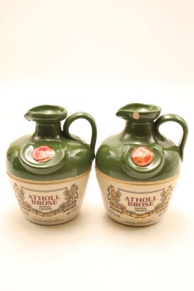 (2) Gordon & MacPhail Atholl Brose Liqueur Ceramic Decanters, 35% ABV, 75cl