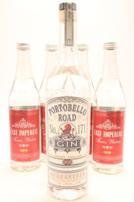 (1) 1x Portobello Road Gin, 700ml & 4x East Imperial Tonic Water, 500ml