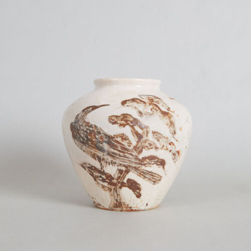 A 17/18th Century Korean or Japanese Underglaze-rust 'Floral and Bird' Vase (with mark)
