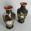 A Pair of Chinese Black Ground 'Floral' Cloisonne Vases - 2