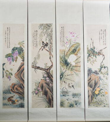 Four Chinese 'Floral and Bird' Paintings