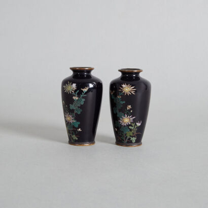 A Pair of Japanese Cloisonne Vases