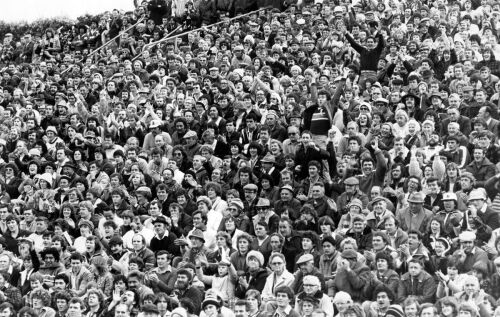 Part of the crowd, estimated at 25,000, who attended the Springbok vs. Taranaki match in New Plymouth