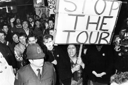 Anti-tour supporters gathered for Auckland's No Tour March