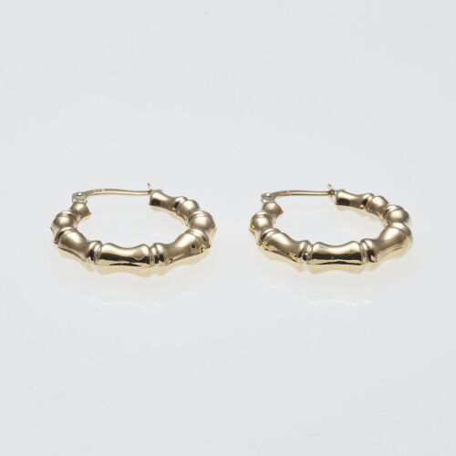 9ct Bamboo Style Hoop Earrings