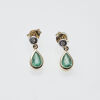 9ct Pear Shape Emerald and Diamond Drop Earrings