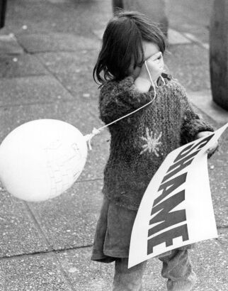 A young anti-tour demonstrator at the Garden Place rally in Hamilton