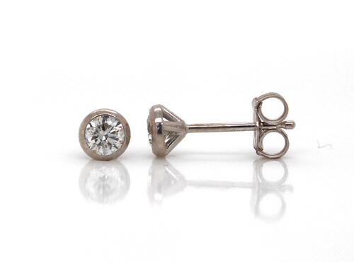 10ct White Gold Rub-over Diamond Stud Earrings