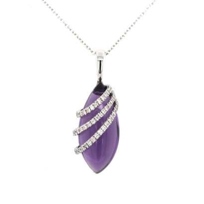 9ct Synthetic Amethyst and Diamond Pendant