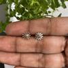 Silver Daisy Flower Stud Earrings - 2