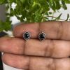 Silver Onyx Stud Earrings - 2