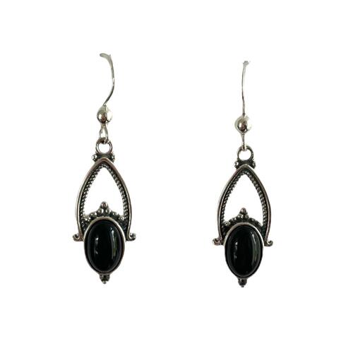 Silver Onyx Drop Earrings