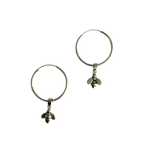 Silver Bee Hoops