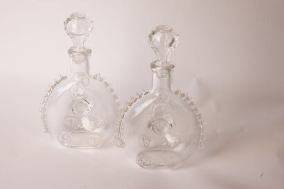 (2) Remy Martin Louis XIII empty crystal decanters by St Louis Cristal, France