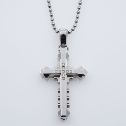 Stainless Steel Diamond Cross Necklace