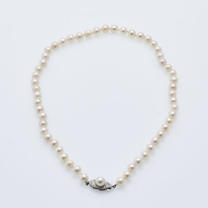 Pearl Strand with Diamond Clasp