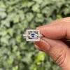 9ct White Gold Square Pierced Halo Sapphire and Diamond Ring - 3