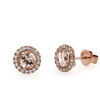 9ct Rose Gold Morganite and Diamond Halo Stud Earrings - 2