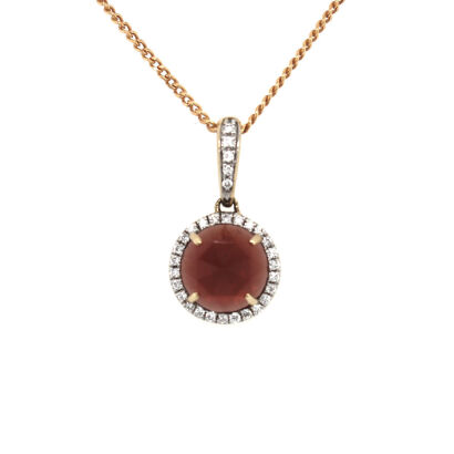 9ct White Gold Garnet and Diamond Pendant