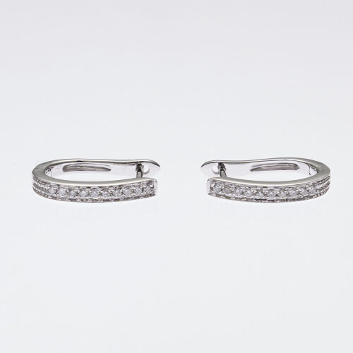 9ct White Gold Diamond Huggie Earrings