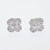 18ct White Gold Diamond Four Leaf Clover Cluster Stud Earrings