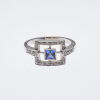 9ct White Gold Square Pierced Halo Sapphire and Diamond Ring