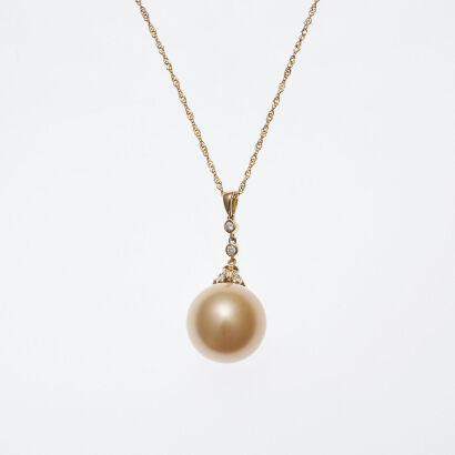 18ct South Sea Pearl and Diamond Drop Necklace