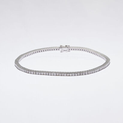 18ct White Gold Princess Cut Tennis Bracelet