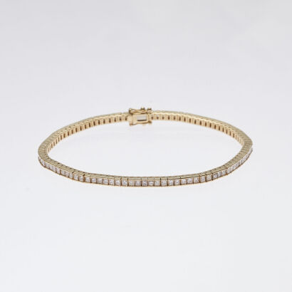 18ct Yellow Gold Princess Cut Tennis Bracelet