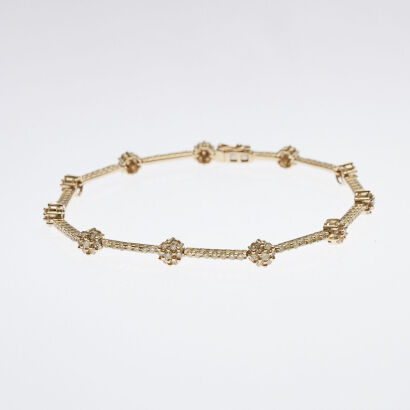 18ct Fancy Yellow Diamond Cluster Line Bracelet