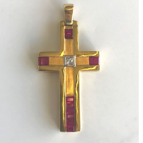 18ct Ruby and Diamond Cross