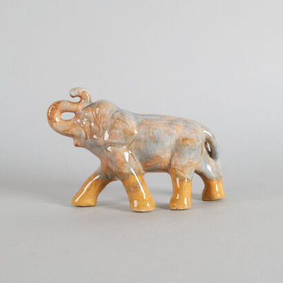 An Early Crown Lynn Trickle Glaze Elephant 