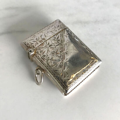 A Small Silver Engraved Matches Case