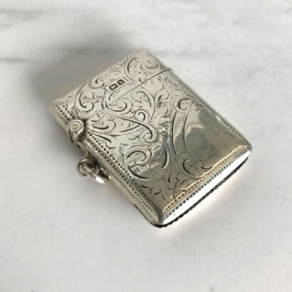 A Small Silver Engraved Matches Case