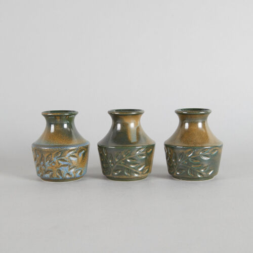 A Trio of Matching Crown Lynn 'Greenstone Ceramica' Vases 