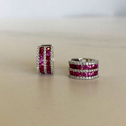 18ct Pink Sapphire and Diamond Earrings