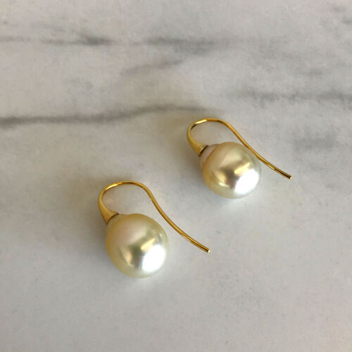 18ct Golden Pearl Drop Earrings