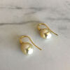 18ct Golden Pearl Drop Earrings