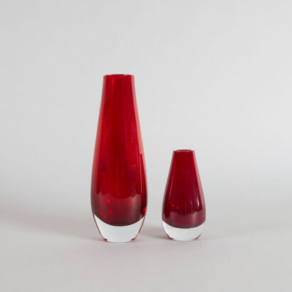 A Pair of Swedish Reijmyre Glass Vases