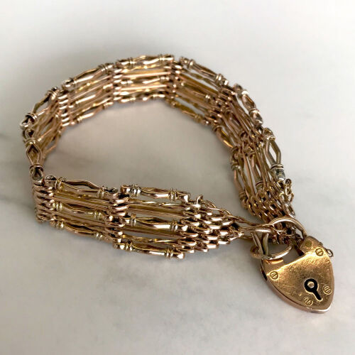 9ct Rose Gold Antique Gate Bracelet