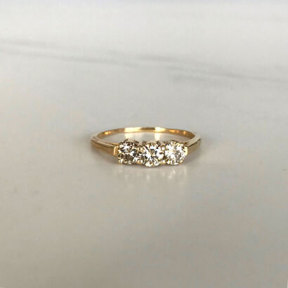 14ct Three Stone Champagne Diamond Ring