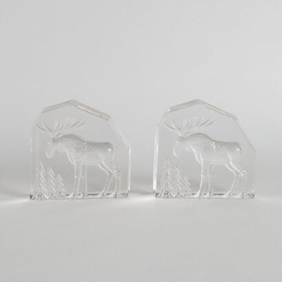 A Pair of Norwegian Magnor Glass Bookends