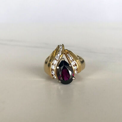 14ct Rhodolite Garnet and Diamond Ring