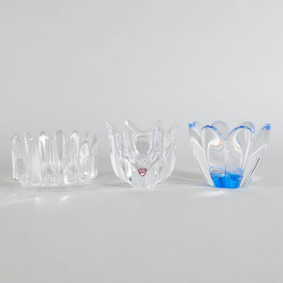 A Collection of Three Orrefors Art Glass Bowls