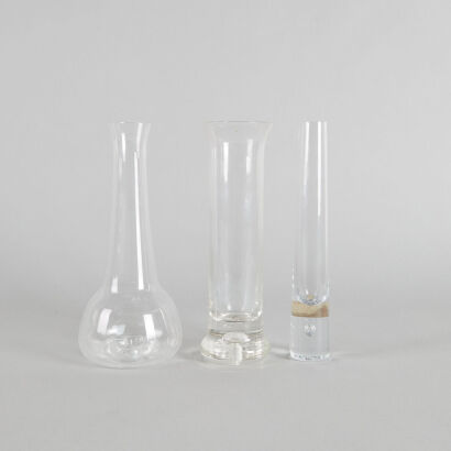 A Collection of Three Scandinavian Glass Stem Vases